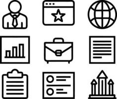 set of business icon line art illustration. idea, contact, target, organization, community, network, technology, businessman vector