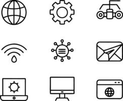 set of technology icon line art style. technology, digital, background, business, network, data, abstract, futuristic, information vector
