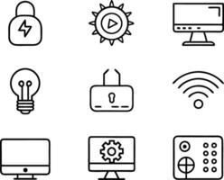 set of technology icon line art style. technology, digital, background, business, network, data, abstract, futuristic, information vector
