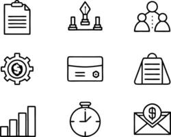 set of business icon line art illustration. idea, contact, target, organization, community, network, technology, businessman vector