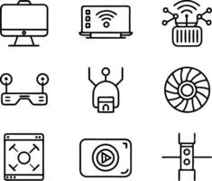 set of technology icon line art style. technology, digital, background, business, network, data, abstract, futuristic, information vector