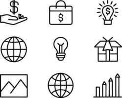 set of business icon line art illustration. idea, contact, target, organization, community, network, technology, businessman vector