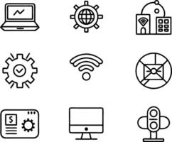 set of technology icon line art style. technology, digital, background, business, network, data, abstract, futuristic, information vector