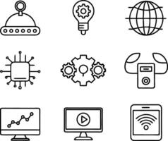 set of technology icon line art style. technology, digital, background, business, network, data, abstract, futuristic, information vector