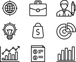 set of business icon line art illustration. idea, contact, target, organization, community, network, technology, businessman vector