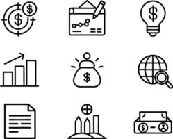 set of business icon line art illustration. idea, contact, target, organization, community, network, technology, businessman vector