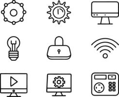 set of technology icon line art style. technology, digital, background, business, network, data, abstract, futuristic, information vector