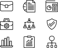 set of business icon line art illustration. idea, contact, target, organization, community, network, technology, businessman vector