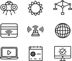 set of technology icon line art style. technology, digital, background, business, network, data, abstract, futuristic, information vector