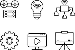set of technology icon line art style. technology, digital, background, business, network, data, abstract, futuristic, information vector
