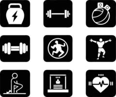 set of gym fitness sports icon illustration. bodybuilding, health, body, fit, vector