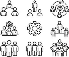 set of teamwork icon illustration. teamwork, team, meeting, business, work, collaboration, group, success, together vector