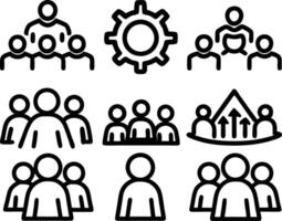 set of teamwork icon illustration. teamwork, team, meeting, business, work, collaboration, group, success, together vector