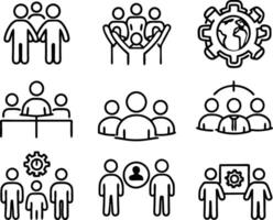 set of teamwork icon illustration. teamwork, team, meeting, business, work, collaboration, group, success, together vector