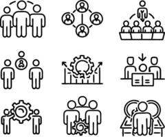 set of teamwork icon illustration. teamwork, team, meeting, business, work, collaboration, group, success, together vector