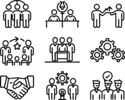 set of teamwork icon illustration. teamwork, team, meeting, business, work, collaboration, group, success, together vector