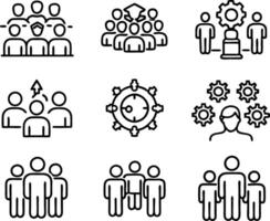 set of teamwork icon illustration. teamwork, team, meeting, business, work, collaboration, group, success, together vector