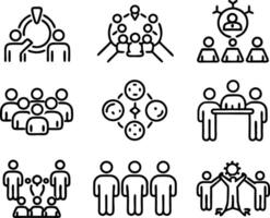 set of teamwork icon illustration. teamwork, team, meeting, business, work, collaboration, group, success, together vector
