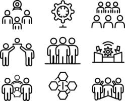 set of teamwork icon illustration. teamwork, team, meeting, business, work, collaboration, group, success, together vector
