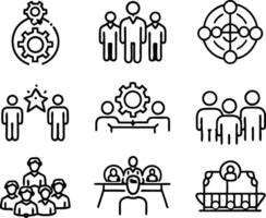set of teamwork icon illustration. teamwork, team, meeting, business, work, collaboration, group, success, together vector