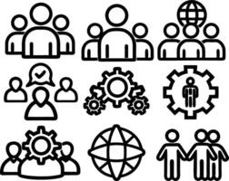 set of teamwork icon illustration. teamwork, team, meeting, business, work, collaboration, group, success, together vector