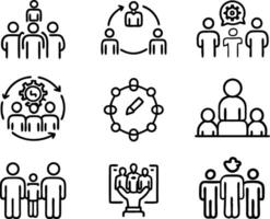 set of teamwork icon illustration. teamwork, team, meeting, business, work, collaboration, group, success, together vector