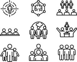 set of teamwork icon illustration. teamwork, team, meeting, business, work, collaboration, group, success, together vector