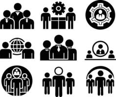 set of teamwork icon illustration. teamwork, team, meeting, business, work, collaboration, group, success, together vector