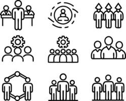 set of teamwork icon illustration. teamwork, team, meeting, business, work, collaboration, group, success, together vector