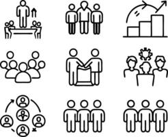 set of teamwork icon illustration. teamwork, team, meeting, business, work, collaboration, group, success, together vector