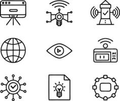 set of technology icon line art style. technology, digital, background, business, network, data, abstract, futuristic, information vector