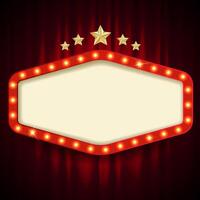 Retro style board with light bulb frame. Hexagonal shape. Vintage theater sign vector