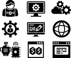 set of Programming icon illustration. computer, code, programming, software, technology, internet, program, coding, development vector