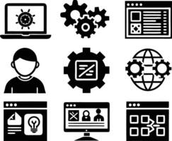 set of Programming icon illustration. computer, code, programming, software, technology, internet, program, coding, development vector