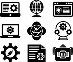 set of Programming icon illustration. computer, code, programming, software, technology, internet, program, coding, development vector