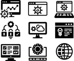 set of Programming icon illustration. computer, code, programming, software, technology, internet, program, coding, development vector
