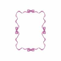 Pink frame of watercolor ribbon and bow vector