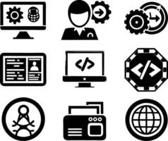 set of Programming icon illustration. computer, code, programming, software, technology, internet, program, coding, development vector