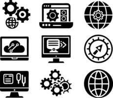 set of Programming icon illustration. computer, code, programming, software, technology, internet, program, coding, development vector