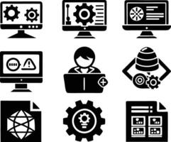 set of Programming icon illustration. computer, code, programming, software, technology, internet, program, coding, development vector