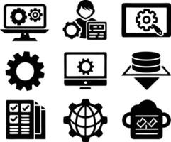 set of Programming icon illustration. computer, code, programming, software, technology, internet, program, coding, development vector