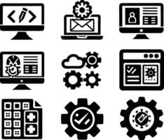 set of Programming icon illustration. computer, code, programming, software, technology, internet, program, coding, development vector