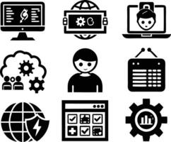 set of Programming icon illustration. computer, code, programming, software, technology, internet, program, coding, development vector