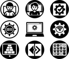 set of Programming icon illustration. computer, code, programming, software, technology, internet, program, coding, development vector