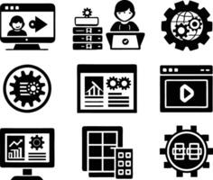 set of Programming icon illustration. computer, code, programming, software, technology, internet, program, coding, development vector