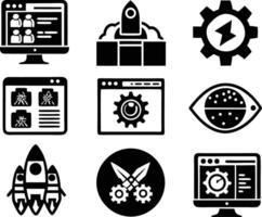 set of Programming icon illustration. computer, code, programming, software, technology, internet, program, coding, development vector