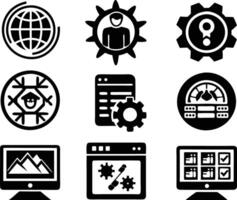 set of Programming icon illustration. computer, code, programming, software, technology, internet, program, coding, development vector