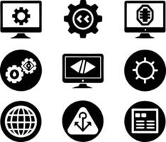set of Programming icon illustration. computer, code, programming, software, technology, internet, program, coding, development vector