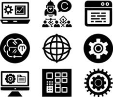 set of Programming icon illustration. computer, code, programming, software, technology, internet, program, coding, development vector