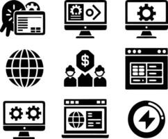 set of Programming icon illustration. computer, code, programming, software, technology, internet, program, coding, development vector